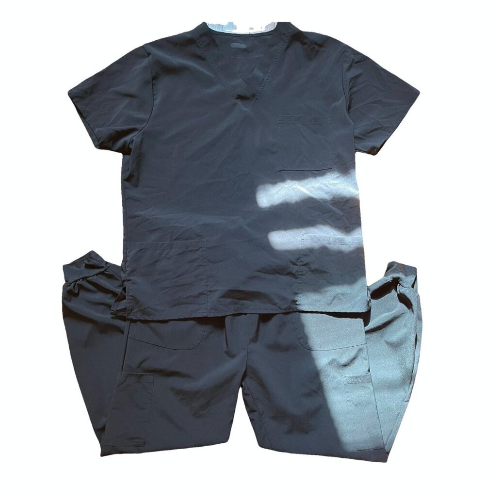 WOMENS BLACK SCRUB BLACK SCRUB SET WITH POCKETS